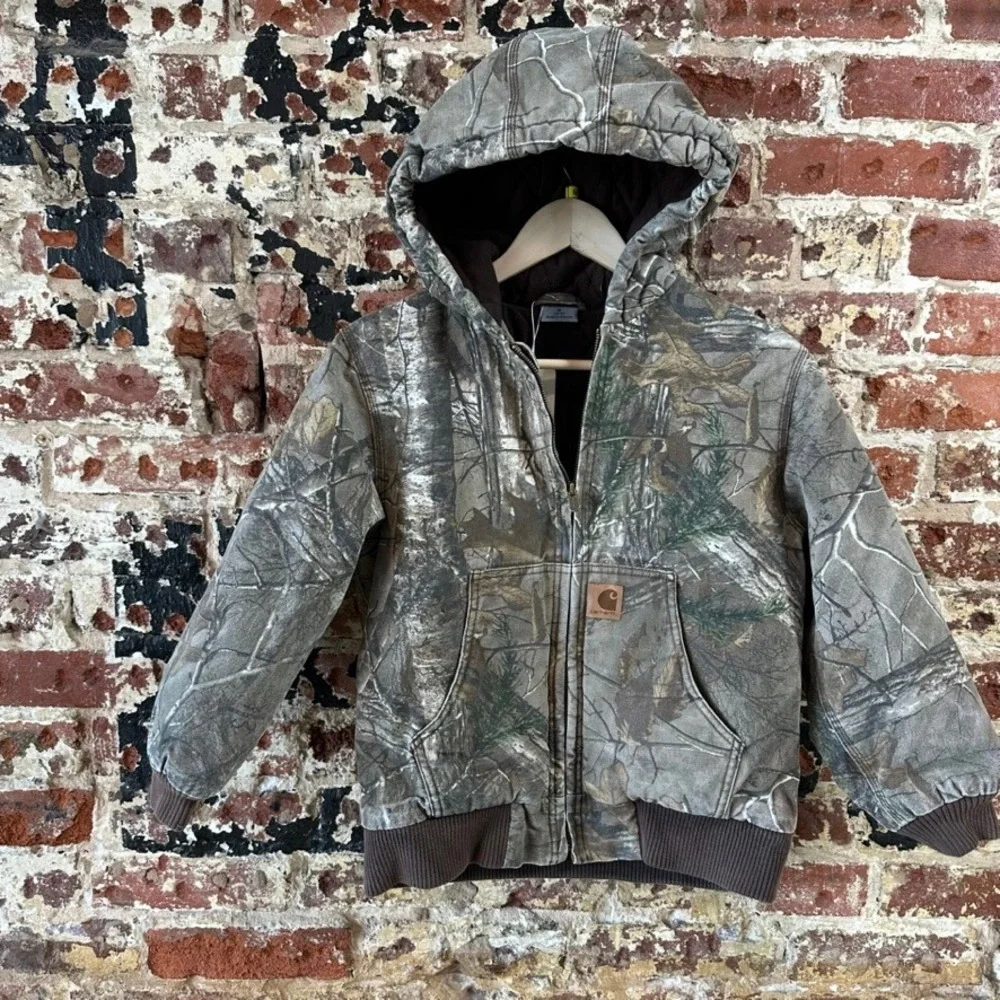 Carhartt Jacket Boys Medium 8-10 Real Tree Long Sleeve Full Zip Camouflage